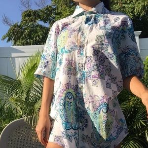 Paisley multi color button up